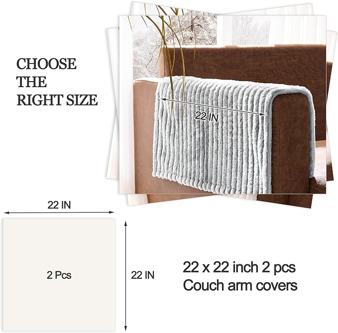 100% Waterproof Couch Arm Covers 2pcs, Fuzzy Chair Arm Covers Thick Soft Recliner Chair Armrest Protectors, Non-Slip Couch Armrest Cover Pet mats for Sofa (Seagull Gray, 22" x 22" 2 Pack) - Image 7