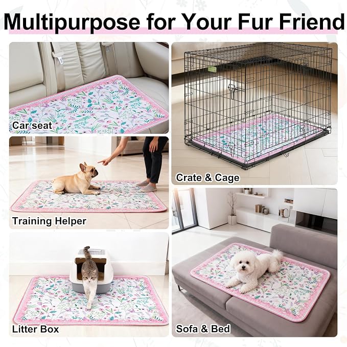 BEAUTYZOO Reusable Puppy Pads,Washable Pee Pads for Dogs,Non Slip Wee Wee Pad for Potty Training,Thick Heavy Absorbent Underpads for Playpen,Bed,Sofa,Crate,Whelping,Travel & Outdoor Spring, 24" x 36" - Image 5