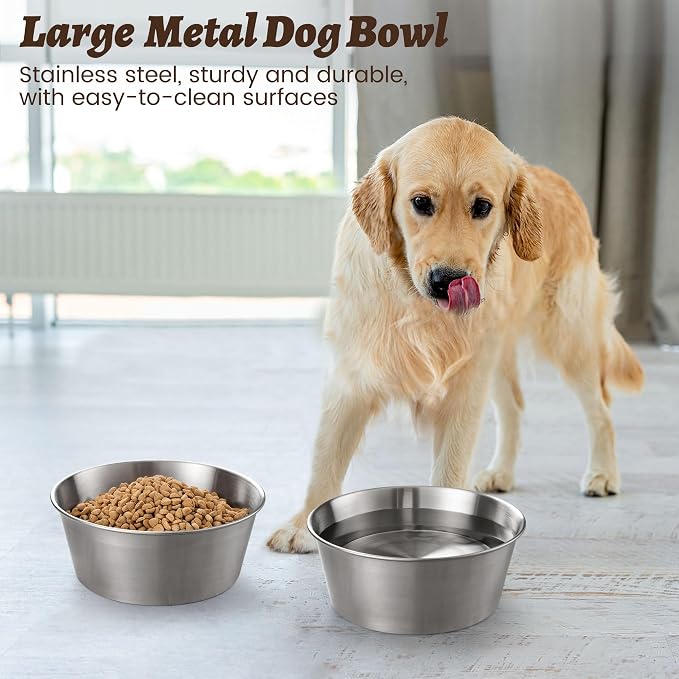 Heavy-Duty Stainless Steel Dog Bowl - Food Grade 304, Rustproof & BPA Free - Easy to Clean, Dishwasher Safe -Large (64oz, 8 Cups) Sizes for Dogs 80-110lbs - Image 4