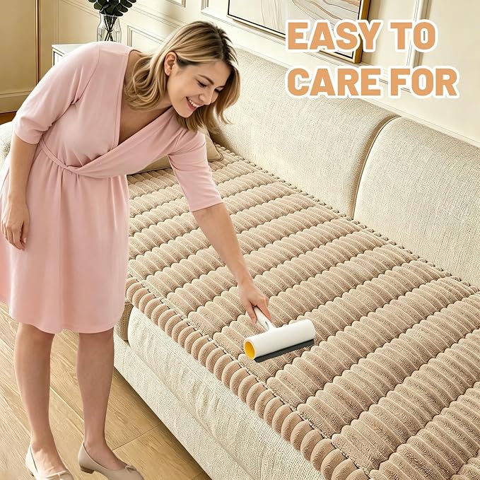 Waterproof Couch Cover for Dogs Washable,Nonslip Fuzzy Durable Pet Friendly | Soft Slipcovers for 3 Cushion Sofa Cover,Plush Thick Protector Fits Mat Bed Leather & Fabric Couches (Brown 27.6"x59.06") - Image 4