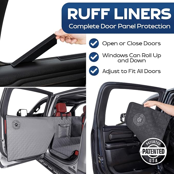 Ruff Liners XL Floor Cover with Door Protection, Gray – As Seen on Shark Tank – Fits Full‑Size Crew Cab Trucks with Fold‑Up Seats, Waterproof & Machine Washable – Sturdy XL Dog Hammock for Truck - Image 2