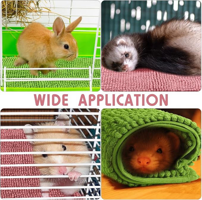 Amylove 4 Pcs Guinea Pig Cage Liner 16 x 24 Inch Washable Chenille Pee Pads Pet Dog Cat Bedding Training Mat Reusable for Small Animals Puppy Bunny Hamster Chinchilla - Image 6