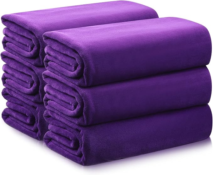 Mixweer 6 Pcs Oversized Bath Towels, 40 x 80 Inch Giant Microfiber Jumbo Bath Sheets Soft Bathroom Microfiber Quick Dry Absorbent Shower Towels for Spa Camping Beach(Dark Purple) - Image 2