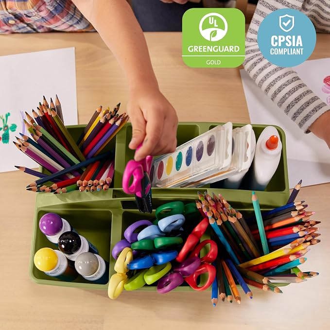 ECR4Kids 6-Compartment Large Plastic Caddy, Multipurpose Organization, Earthtone, 6-Pack - Image 6