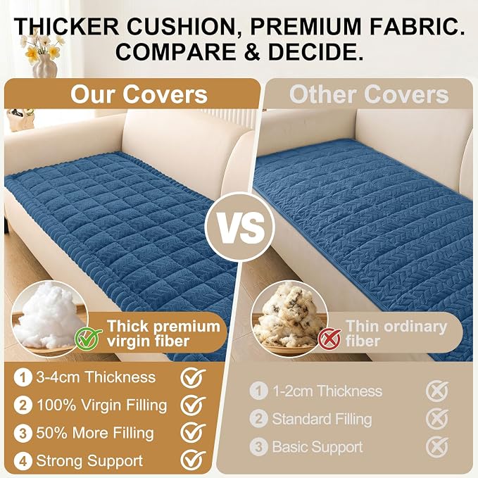 Smiry Couch Cover for Dogs, Non Slip Fuzzy Pet Sofa Covers Washable | Sofa Slipcovers for 3 Cushion Couch, Soft Thick Furniture Protector for Cats Dogs, Against Fur, Dirt, Scratch (35.4"x82.7") - Image 4