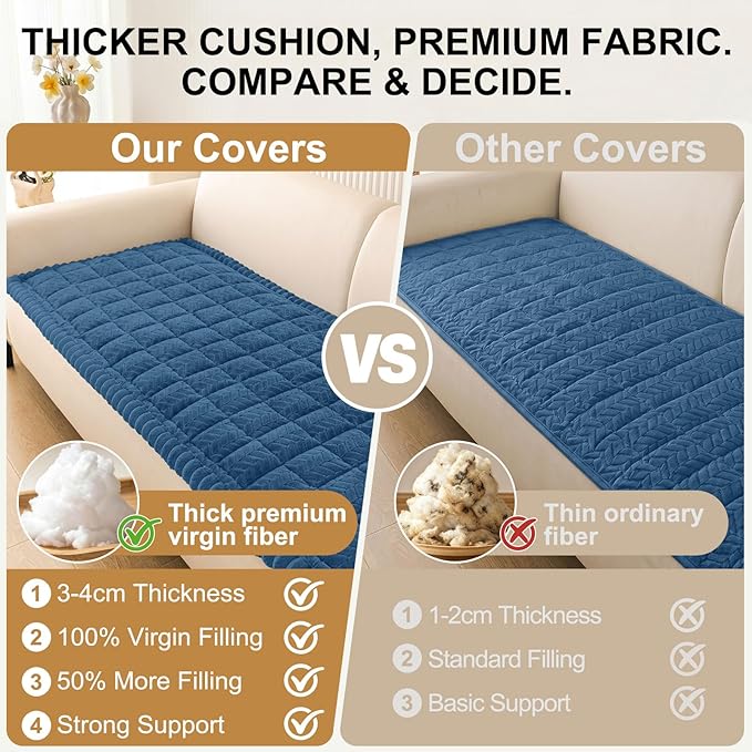 Smiry Couch Cover for Dogs, Non Slip Fuzzy Pet Sofa Covers Washable | Sofa Slipcovers for 3 Cushion Couch, Soft Thick Furniture Protector for Cats Dogs, Against Fur, Dirt, Scratch (27.6"x88") - Image 4