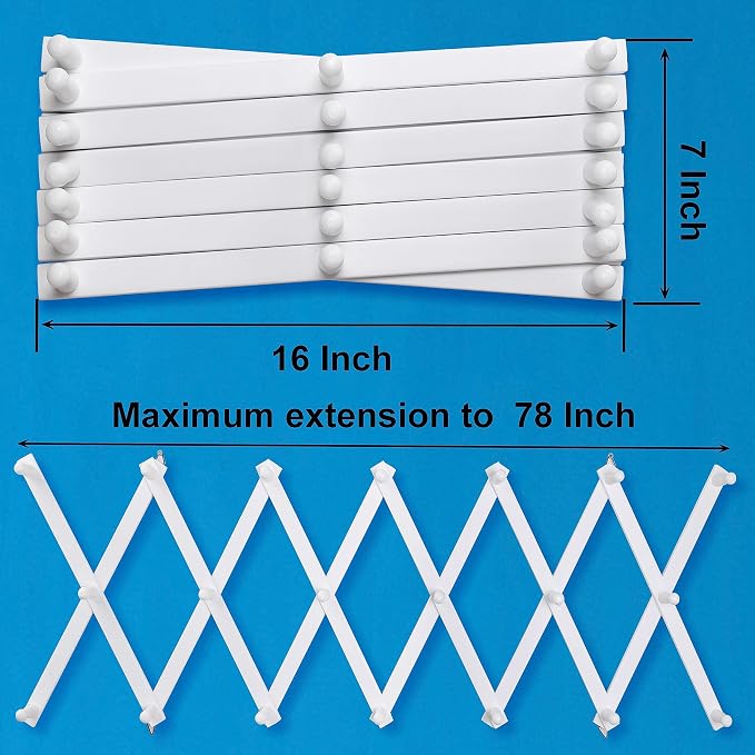 SKOLOO Hat Rack for Wall with 20 Hooks, Solid Wooden, Modern, Expandable Coat Rack Wall Mount for Coats, Hats, Bags, Baseball Caps, White - Image 4