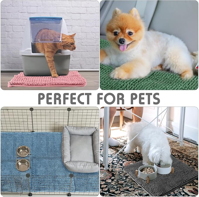 Amylove 4 Pcs Guinea Pig Cage Liner 12 x 12 Inch Washable Chenille Pee Pads Pet Dog Cat Bedding Training Mat Reusable for Small Animals Puppy Bunny Hamster Chinchilla - Image 6