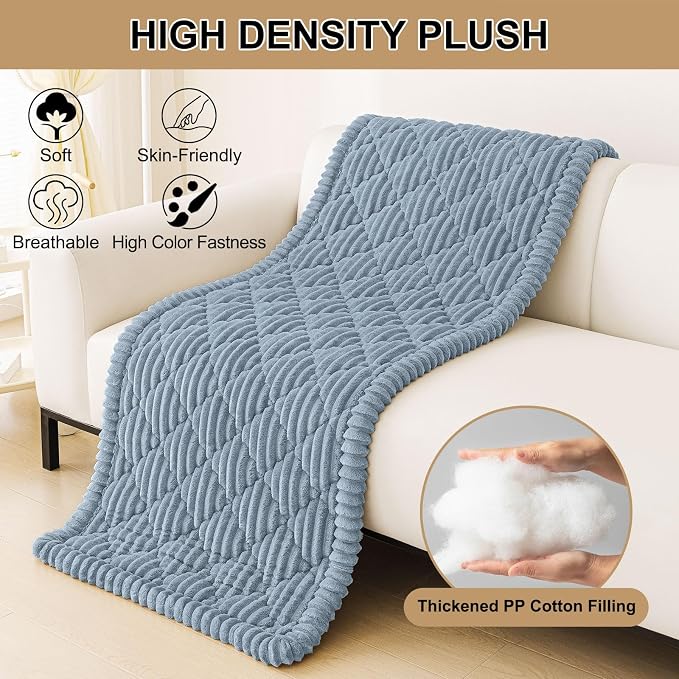 Smiry Couch Cover for Dogs Washable, Non Slip Fuzzy Pet Sofa Protector | Soft Thick Furniture Cover for Sofa, Loveseat and Sectional, Scratch & Pet Hair Resistant (Airy Blue, 27.6" x 27.6") - Image 9