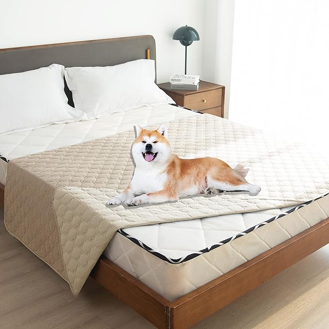gogobunny 100% Double-Sided Waterproof Dog Bed Cover Pet Blanket Sofa Couch Furniture Protector for Puppy Large Dog Cat, Reversible (82x82 Inch (Pack of 1), Dark Beige/Light Beige) - Image 3