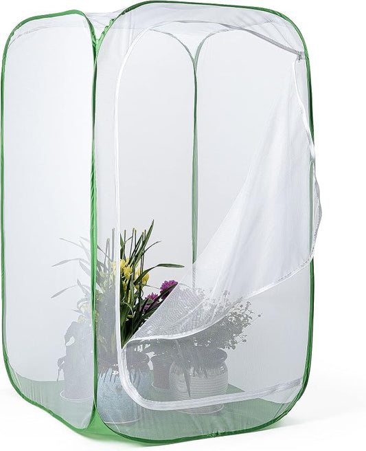 59" Outdoor Mesh Plant Enclosure, Mesh Plant Cover for Pests, Bird and Pest Protection Guard for Fruit, Vegetables, Flowers and Herbs Pop-Up Cage 35"x35"x59" by RESTCLOUD