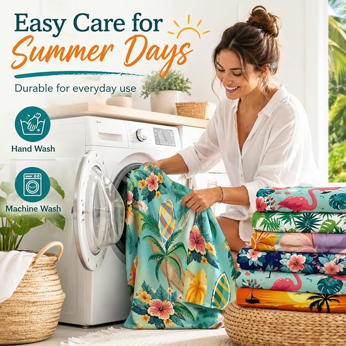 6 Pack Microfiber Beach Towel Set 32x71 Oversized Extra Large Swim Pool Towel Soft Fiber Beach Towels Set Bath Blanket for Summer Travel Spa Swim Pool Accessories Vacation Essential Gift(Hawaii) - Image 4