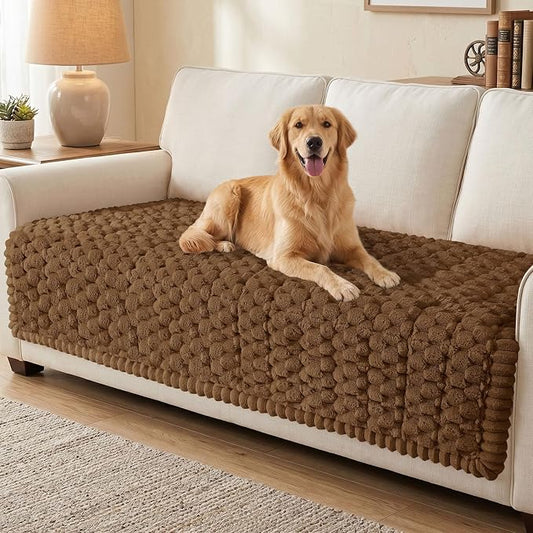 Smiry Non Slip Couch Covers for Dogs, Scratch Resistant Pet Sofa Protector | Machine Washable Soft Fuzzy Thick Furniture Cover for Sofa Loveseat Sectional Large Dogs, Chocolate, 43" x 63" by Smiry
