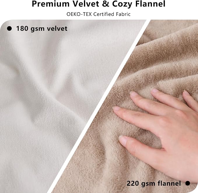 Waterproof Blanket - Reversible Dog Throw as Furniture Protector | Soft Velvet & Flannel, TPU Leak-Proof Liner, Machine Washable, Fits Couch and Bed, 25" x 35", Beige/Khaki - Image 2