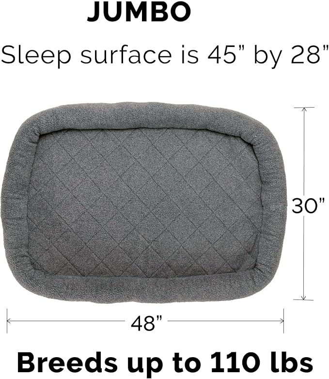 Furhaven Dog Bed for Large Dogs, 100% Washable, Sized to Fit Crates - Sherpa Fleece Bolster Crate Pad - Gray, Jumbo/XXL - Image 2