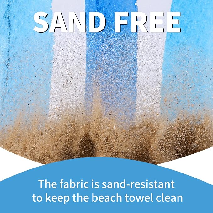 Microfiber Beach Towel Oversized 71x32, Thin, Blue with Bag 2 Pack | Lightweight Sand Free Absorbent Quick Dry Compact Extra Large for Adult Travel Camping Pool Swim Bath Cruise Essentials Gift - Image 5