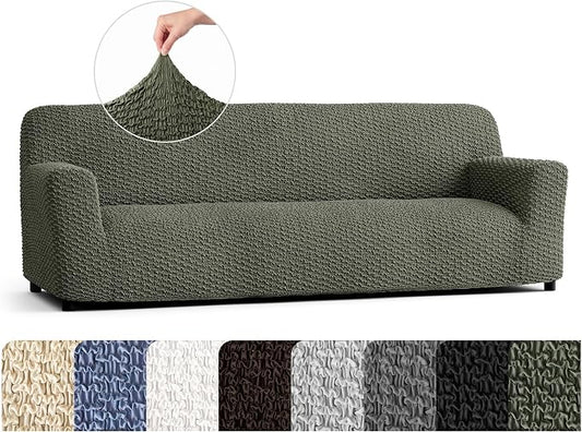 PAULTO BY GA.I.CO. Stretch Sofa Slipcovers – Soft Elastic Fabric Couch Cover for Armchair Loveseat 3-Seater & 4-Seater Sofa Cover – Non-Slip Furniture Protector Washable - Moss Green (86"-120" Wide) by PAULATOBYGAICO