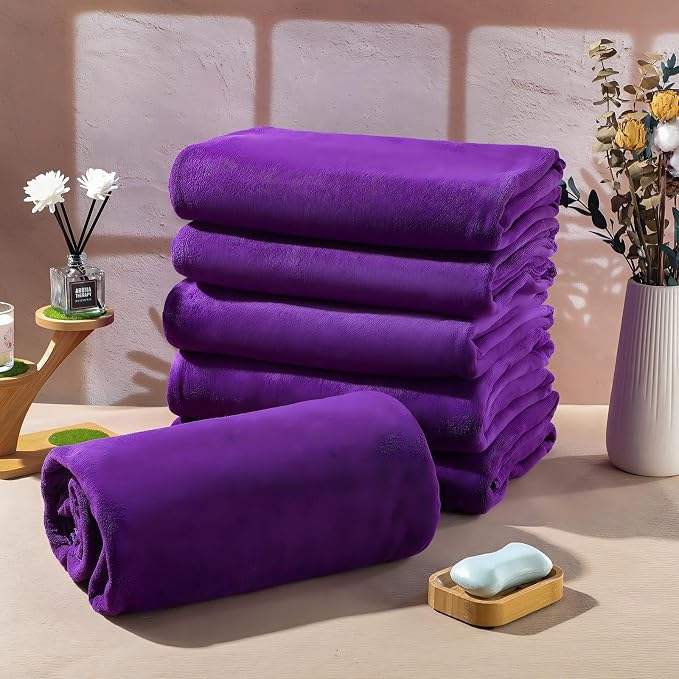 Mixweer 6 Pcs Oversized Bath Towels, 40 x 80 Inch Giant Microfiber Jumbo Bath Sheets Soft Bathroom Microfiber Quick Dry Absorbent Shower Towels for Spa Camping Beach(Dark Purple) - Image 3