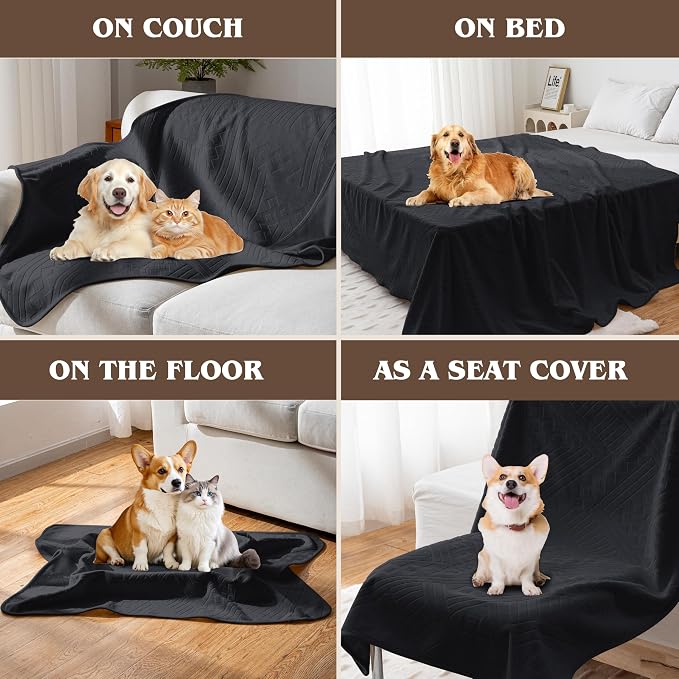 Waterproof Recliner Chair Cover - Washable Double-Sided Velvet and Pattern Reversible Cover for Couch, Bed, Car and Sofa Protection for Dogs, 30x40in/Black - Image 4