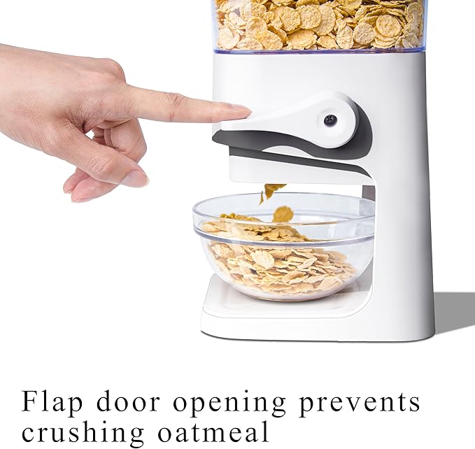 Cereal Dispenser Countertop, 5L Cereal Containers Storage Dispenser for Pantry, Large Dry Food Cereal Dispenser, Not Easy to Crush Cereal, Can Hold Oatmeal, Candy, Snack, Grain, Pet Food (White, 1Pc) - Image 3