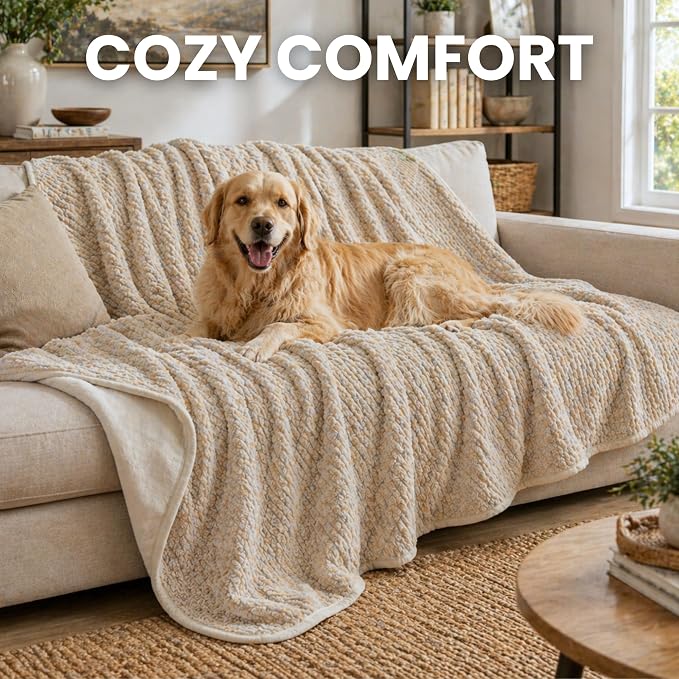 Waterproof Dog Blanket for Cats & Dogs, Washable Couch Cover, Reversible Furniture Protector Blanket, Large Soft Sherpa Fleece, Couch Protector, Pet Throw Blankets, 60" x 70" - Image 6