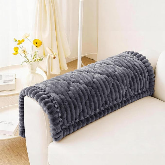 PuTian 100% Waterproof Fuzzy Couch Cover for Dogs Dark Grey 27.6"x27.6" | Pet Friendly Dog Mat for Couch, Waterproof Sofa Protector, Scratch Resistant Furniture Cover for Dogs, Machine Washable by PuTianWorld