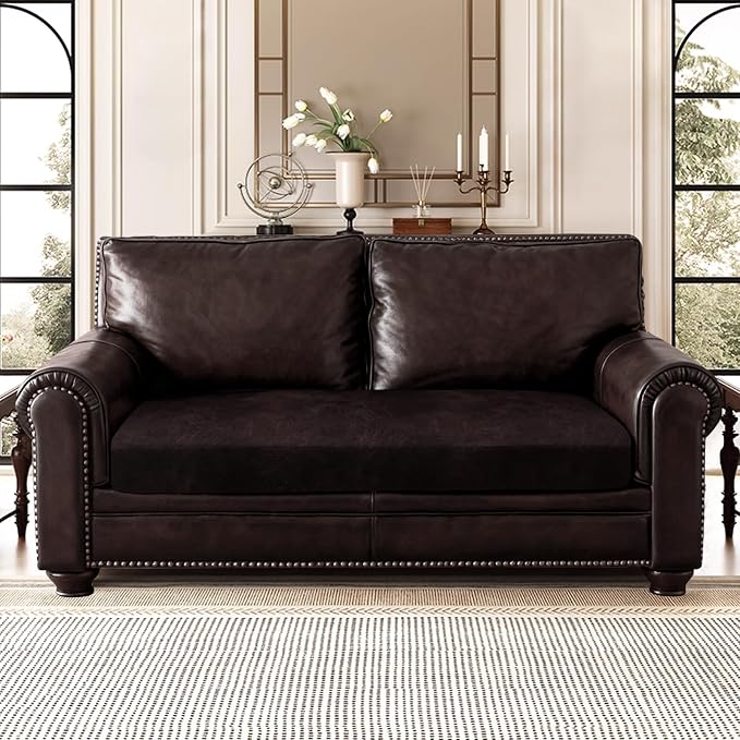 ANARACHON Leather Look Couch Cushion Covers Sofa Seat Slipcovers Sets Couches Furniture Protector for Sectional Armchair Loveseat Pets Kids Stretch Spandex Fabric (1 Cushion Loveseat, Chocolate) - Image 2