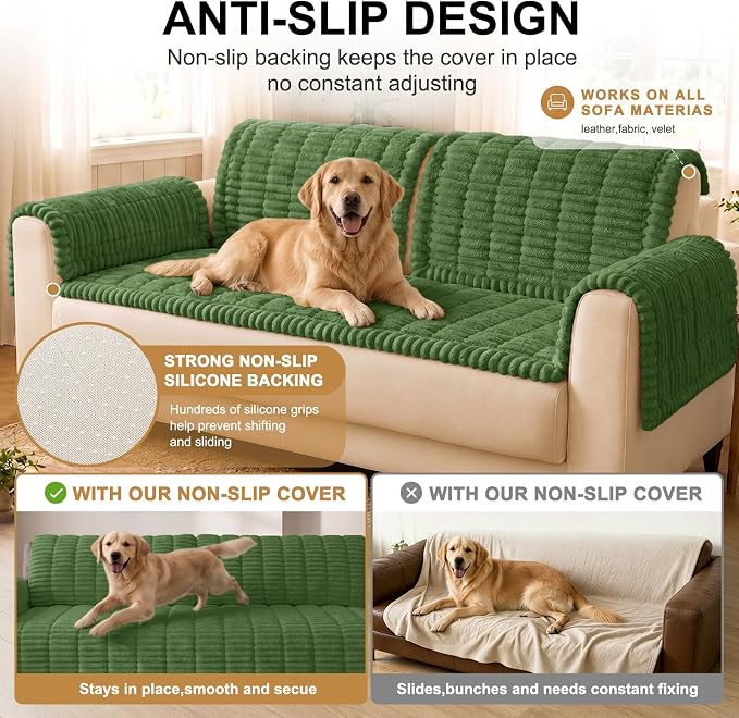 Smiry Couch Cover for Dogs, Non Slip Washable Sofa Protector for Pets | Soft Furniture Cover for Leather & Fabric Couches, Cozy Protect Against Fur, Dirt & Messes, Pet Friendly, 43"x63" - Image 10