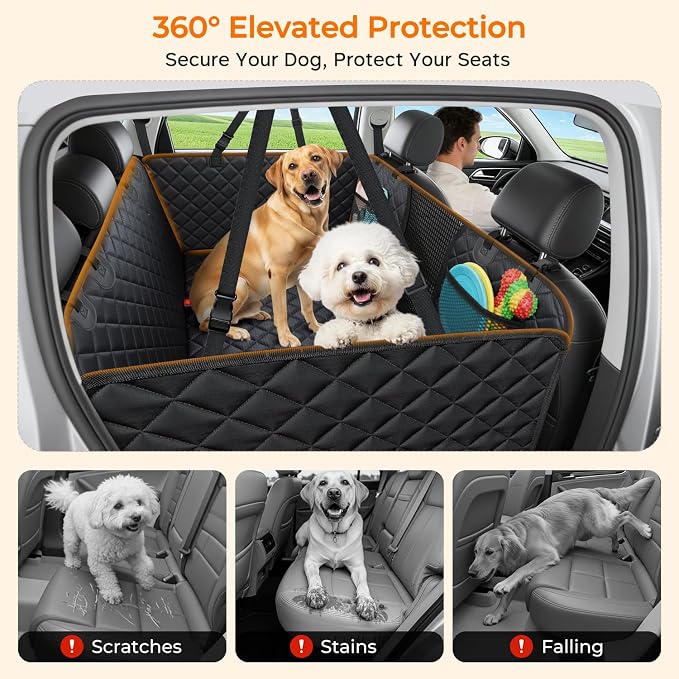 URPOWER Back Seat Extender for Dogs, Large Hard Bottom Dog Car Seat Cover | Supports 550 lbs, Stable 3-Panel Hard Bottom, Added High-Density Foam for Comfort, Waterproof 900D Oxford, 45% More Space - Image 8