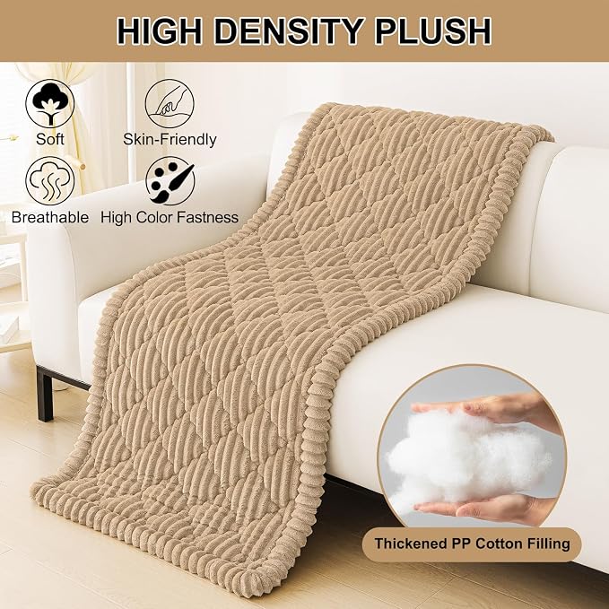 Smiry Couch Cover for Dogs Washable, Non Slip Fuzzy Pet Sofa Protector | Soft Thick Furniture Cover for Sofa, Loveseat and Sectional, Scratch & Pet Hair Resistant (Khaki, 27.6" x 82.7") - Image 9
