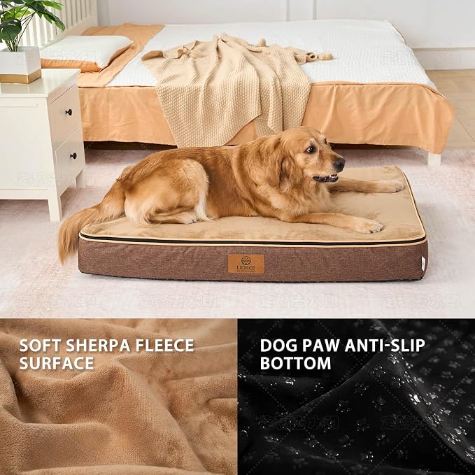 LIORCE Orthopedic Memory Foam XXL Dog Bed - 6" Thick Beds for Extra Large Sized Dog - Waterproof Removable Washable Cover & Wrap-Around Zipper - Ultimate Comfort & Easy Maintenance, Brown - Image 4
