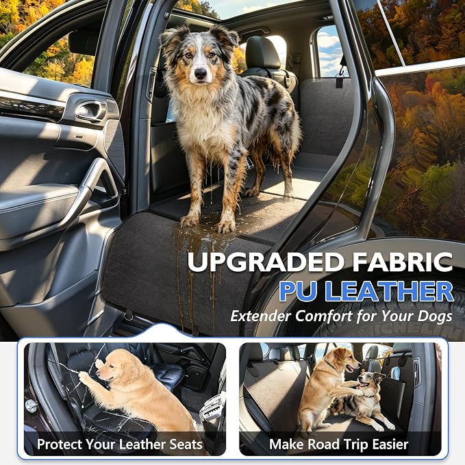 Truck Back Seat Extender for Dogs - Dog Seat Cover Back Seat for Trucks with Hard Bottom, Waterproof Anti Scratch Dog Travel Hammock for F150 RAM Silverado Sierra Tundra, Black - Image 2