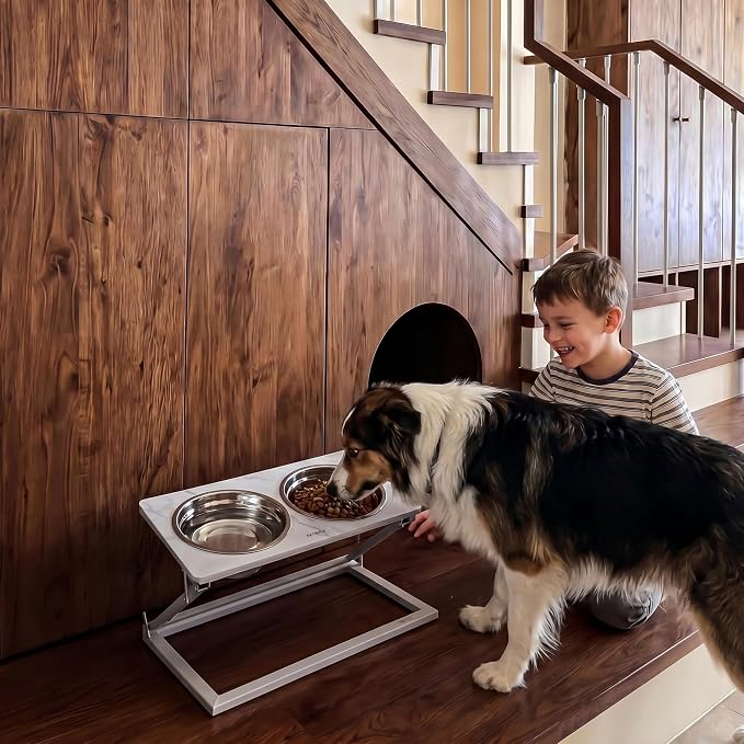 Elevated Dog Bowl, Adjustable Height and Tilt Angle Dog Bowl Stand | Precisely Adjust Height And Tilt Angle, Easy To Clean, Equipped With 2 Stainless Steel Food Bowls, Sturdy And Durable. - Image 7