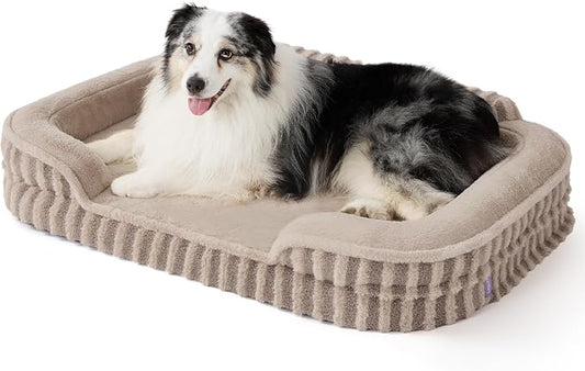 LE SURE Cute Cozy High Back Orthopedic XL Dog Bed with Sides,42" Hazel | Waterproof Pet Bed with Sides, Aesthetic Comfy Egg-Crate Foam Pet Couch Sofa, Removable Washable Cover, Non-Slip Bottom by Lesure