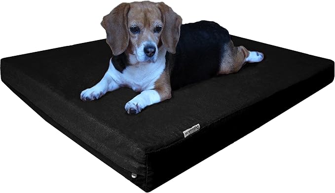 Dogbed4less Large Orthopedic Gel Infused Memory Foam Dog Bed, Waterproof Liner with Durable Canvas Cover, 41X27X4 Inch, Black (Fit 42X28 Crate) by Dogbed4less