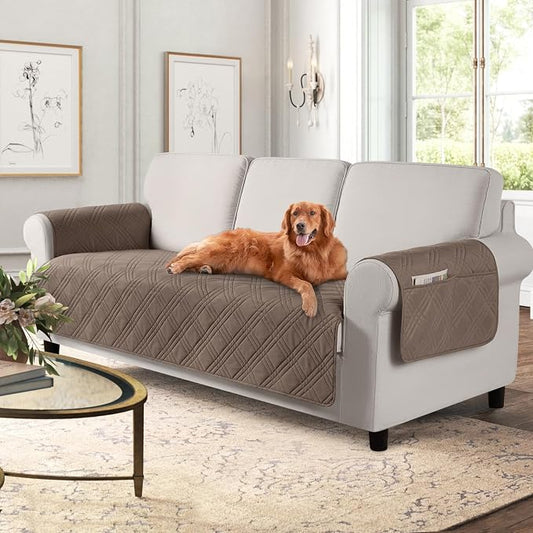 TAOCOCO Waterproof Couch Covers for Pets Dogs with Non Slip Backing, Sofa Seat Covers with Side Pocket for 3 Cushion Couch Washable Dog Couch Cover Protector Sofa Slipcovers(Sofa, Taupe) by TAOCOCO