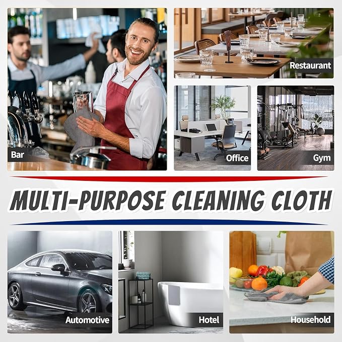 FIXSMITH Microfiber Cleaning Cloth, Shop Towels Bulk, 24 Pack Grey Microfiber Towels for Cars, All-Purpose Absorbent Cleaning Rags, Dust Cloth for Automotive, Mechanic, Garage, Bar, 12 x 11 inch - Image 4
