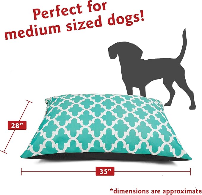 Majestic Pet Rectangle Medium Dog Bed Washable – Non Slip Comfy Pet Bed – Dog Crate Bed Super Value Pillow Dog Bed – Dog Kennel Bed for Sleeping - Dog Bed Medium Breed 35 x 28 Inch – Trellis Teal - Image 2