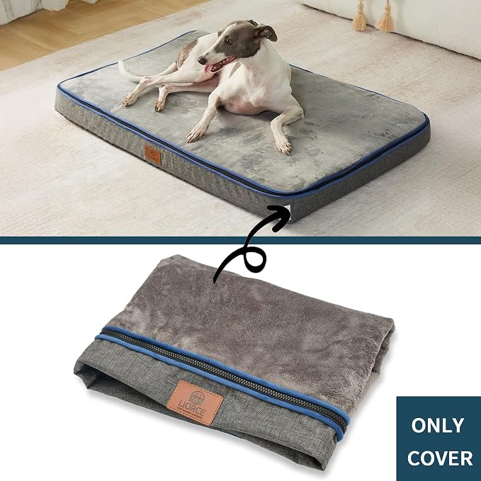 LIROCE Washable Dog Bed Cover Replacement, Large Wrap-Around Zipper Cover for Orthopedic Memory Faom Dog Bed (35x23x4 inches), Dark Grey - Image 2