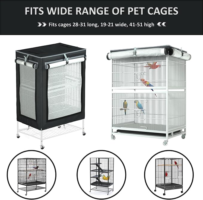 Large Bird Cage Cover - 600D Cage Covers for Night, Good Night Bird Cage Cover for Large Birdcage,Indoors or Outdoors (M) - Image 2