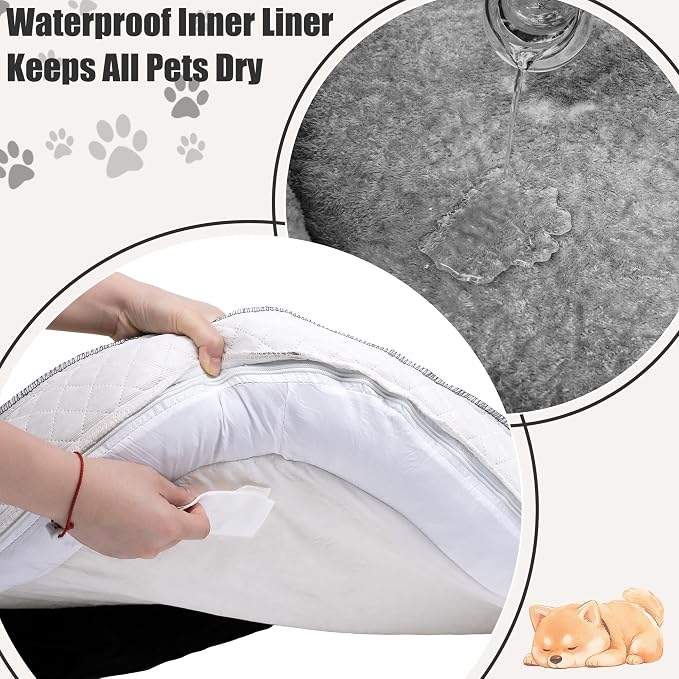 Large Dog Bed Washable with Cover Orthopedic Dog Beds Large Sized Dog with Memory and Egg Crate Foam Waterproof Pet Bed Includes Reusable Potty Pad (Dark Gray, Large) - Image 5