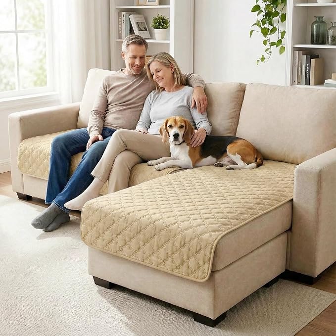 FunFurry Waterproof Dog Blanket, Couch Cover for Dogs Washable, Reversible Dog Bed Cover, Couch Furniture Protector. (Dark＆Light Beige, 40 X 50 Inch - 1 Pack) - Image 3