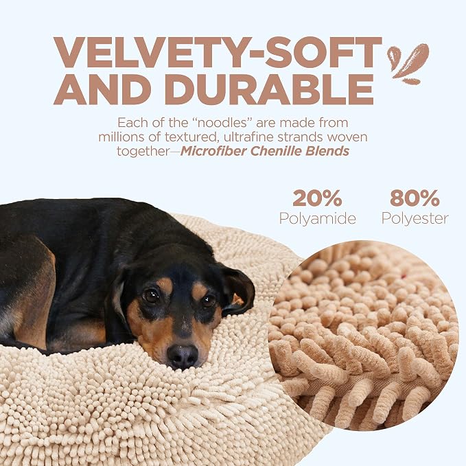 Soggy Doggy Super Snoozer Round Dog Bed, Beige, Large 36"x36"x6" | Removable, zip-off washable cover; plush round design; for small to large breeds; car & living room use - Image 4