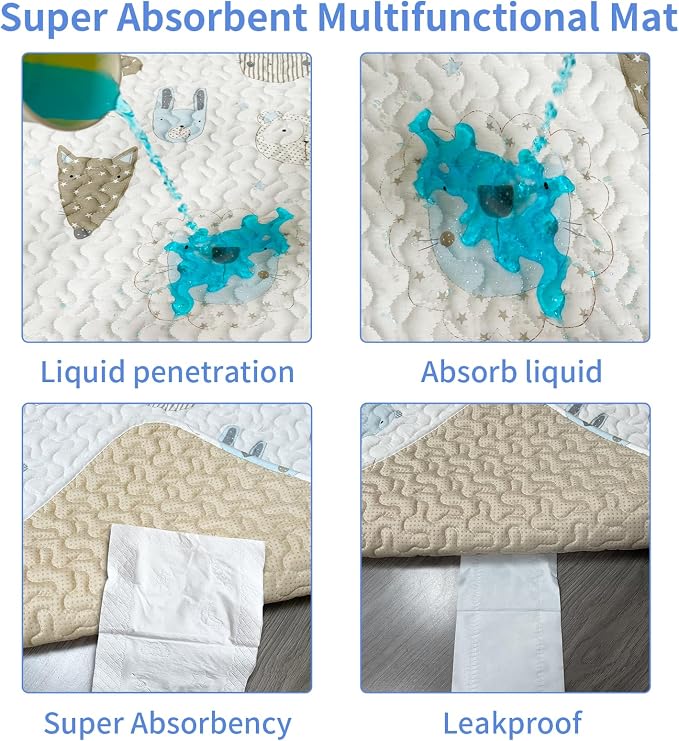 Dog Playpen Urine Pad Dog Pee Pads Puppy Pads,Personalized,Anti-Slip Bottom[PLAYPEN NOT Included] Leak-Proof/Machine Washable/Reusable Whelping Playpen Crate Pet Mattress Pad Pet Training Mat(White) - Image 2