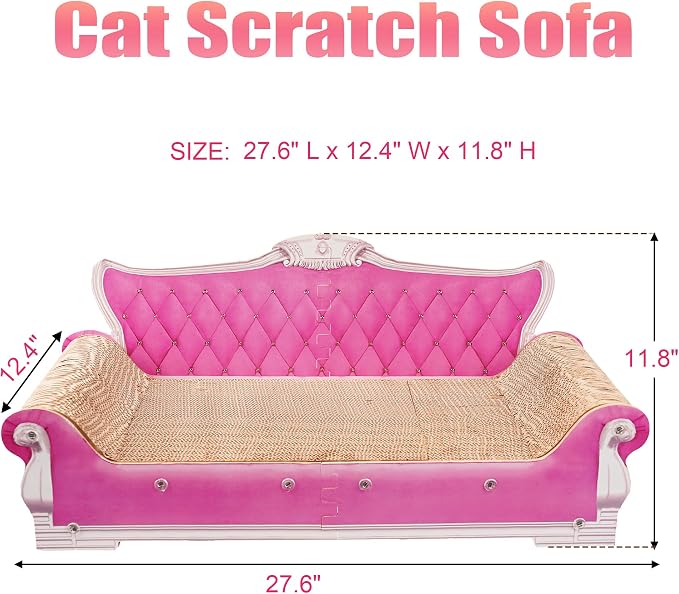 COOZMENT Scratching Sofa, Couch Shaped Thick Scratching Cardboard, Lounge Bed for Indoor Rest&Play, Sofa Scratcher Pad (Pink, 27.6" L X 12.4" W X 11.8" H) - Image 2