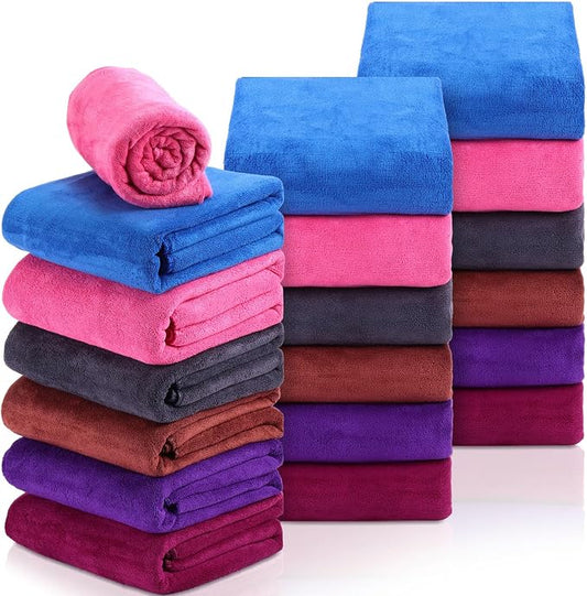 Newwiee 18 Pack 28 x 55 Inch Microfiber Bath Towel Oversized, Soft Absorbent and Fast Drying, No Fading Multipurpose Use for Sports, Travel, Fitness, Yoga by Newwiee