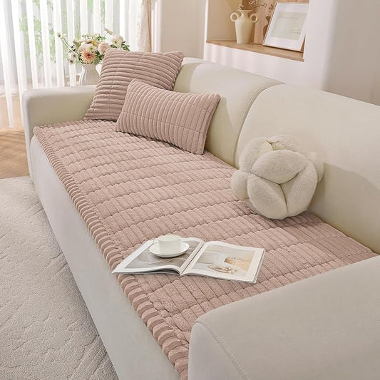 Fuzzy Pet Couch Covers for Dogs Washable, Thick Couch Covers for 3 Cushion Sofa Pet Friendly, Non Slip Plush Dog Couch Cover for for Sectional, Loveseat (Champagne, 27.6" x 83") by CYCMACOHOME