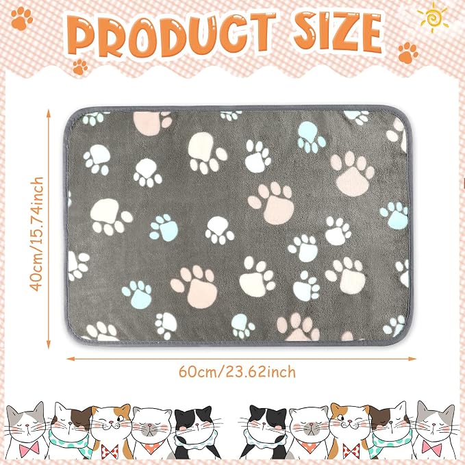 Tatuo 4 Pack Fleece Dog Blankets for Puppy Cats Multi-Size Sleep Mat for Pet Guinea Pig Soft Washable Warm Crate Bed Puppy Teething Toys Print Pattern Blanket Indoor(Dark Gray,24 x 16 Inch,Paw) - Image 3