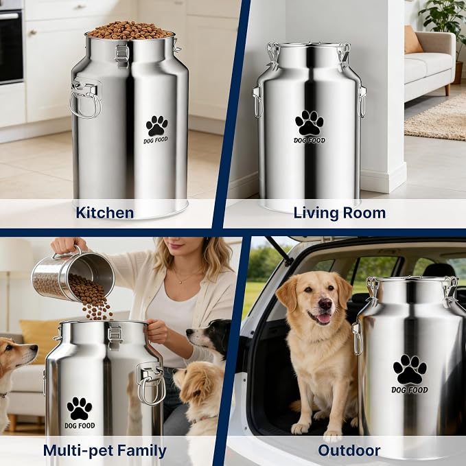 40Lbs Large Metal Dog Food Storage Container, Stainless Steel Dog Food Storage Tank, Multifunctional Storage Bin with Lid and Spoon, Food Storage Container for Big Dogs, Keep Fresh, Easy to Clean - Image 5