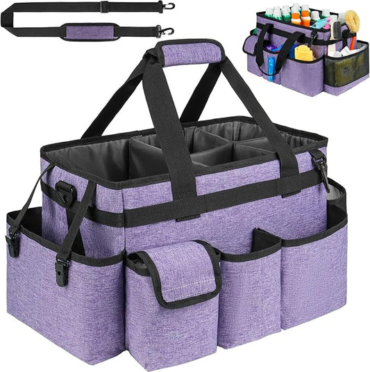 Cleaning Caddy Bag,Large Cleaning Supplies Organizer with Handle for Housekeepers,Purple by ZIOZERTT